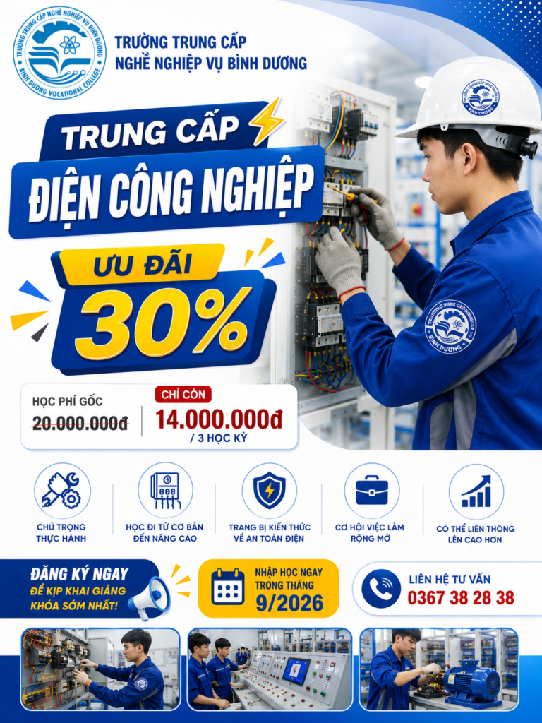 Học trung cấp Điện công nghiệp – Ưu đãi học phí đến 30%