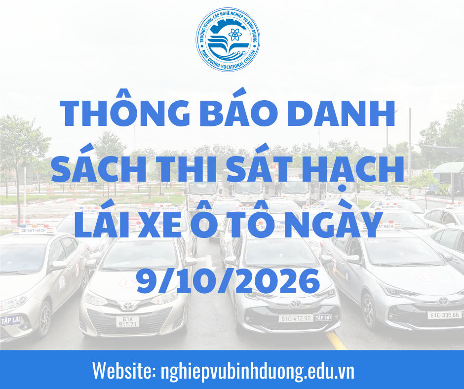Thông báo danh sách, thứ tự thi sát hạch lái xe ô tô hạng B; C1 ngày 9/10/2026
